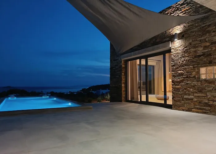 Gray And Blue Villa Ándros